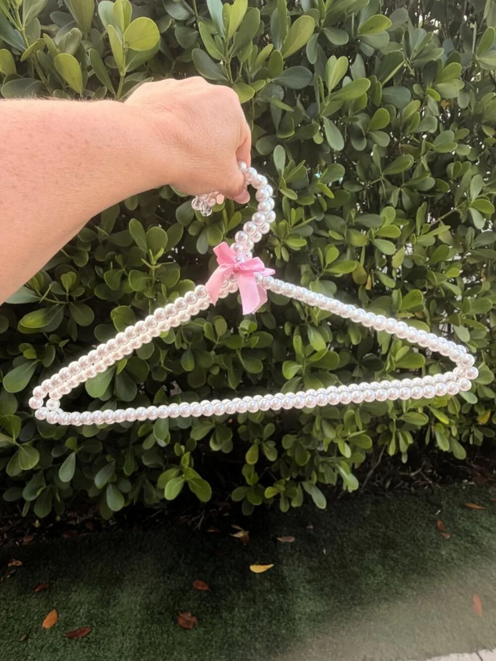 Pearl White Pink Bows Shabby Chic Sturdy Hangers Set of 2 Weddings Boutiques